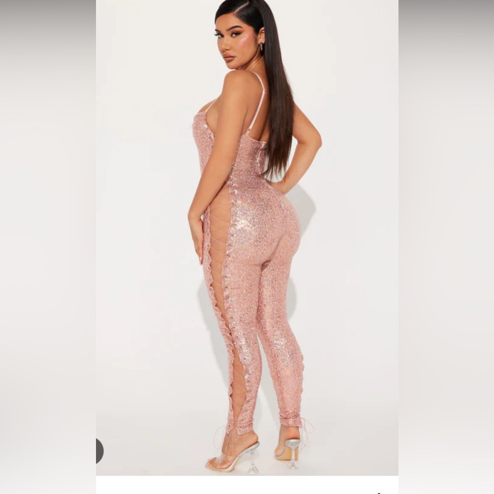 NWT sequins lace up jumpsuit 💗